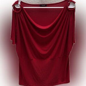 Coin | Elegant Red Draped Blouse